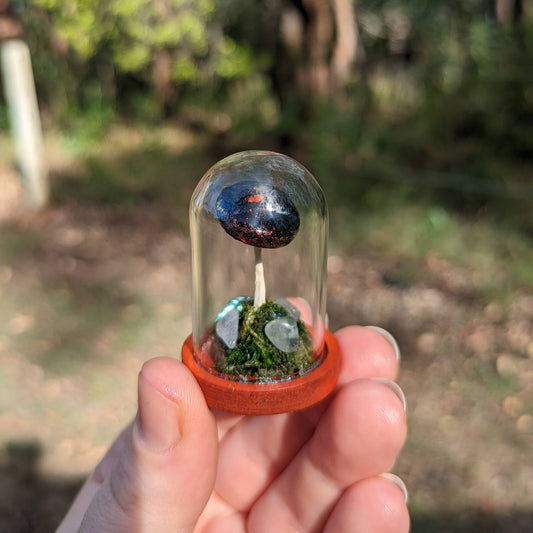 Miniature Fantasy Mushroom Terrarium Dome | Ember - Tall