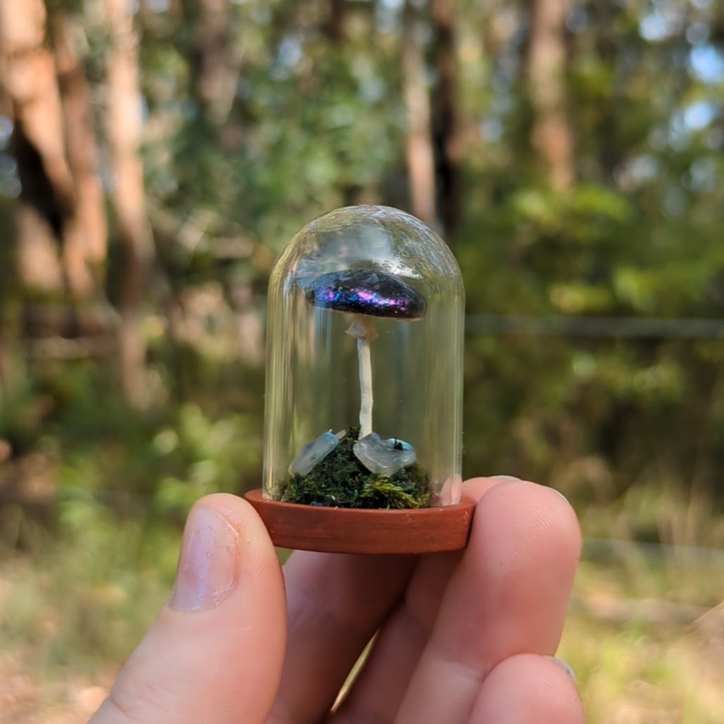 Miniature Fantasy Mushroom Terrarium Dome | Cosmic - Tall