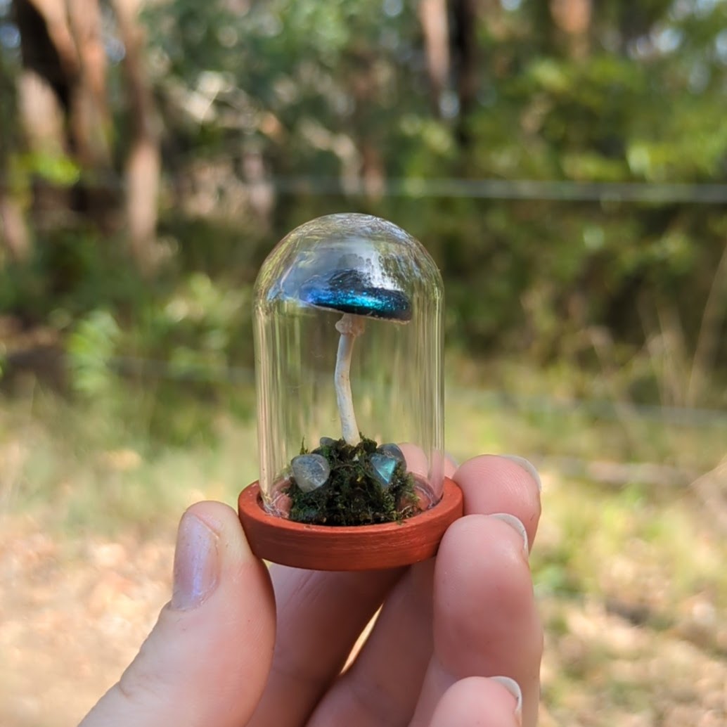 Miniature Fantasy Mushroom Terrarium Dome | Moonlight - Tall