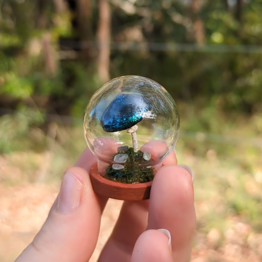 Miniature Fantasy Mushroom Terrarium Dome | Moonlight - Round