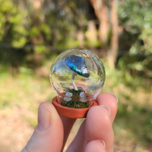 Miniature Fantasy Mushroom Terrarium Dome | Moonlight - Round