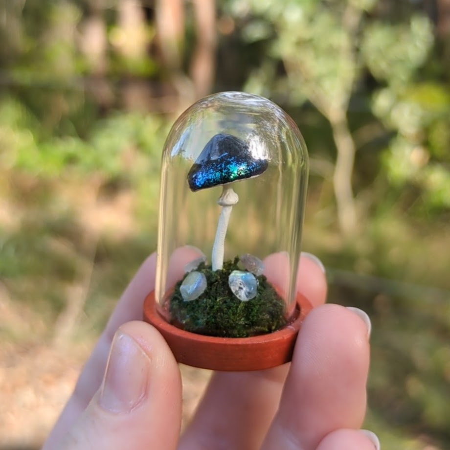 Miniature Fantasy Mushroom Terrarium Dome | Moonlight - Tall