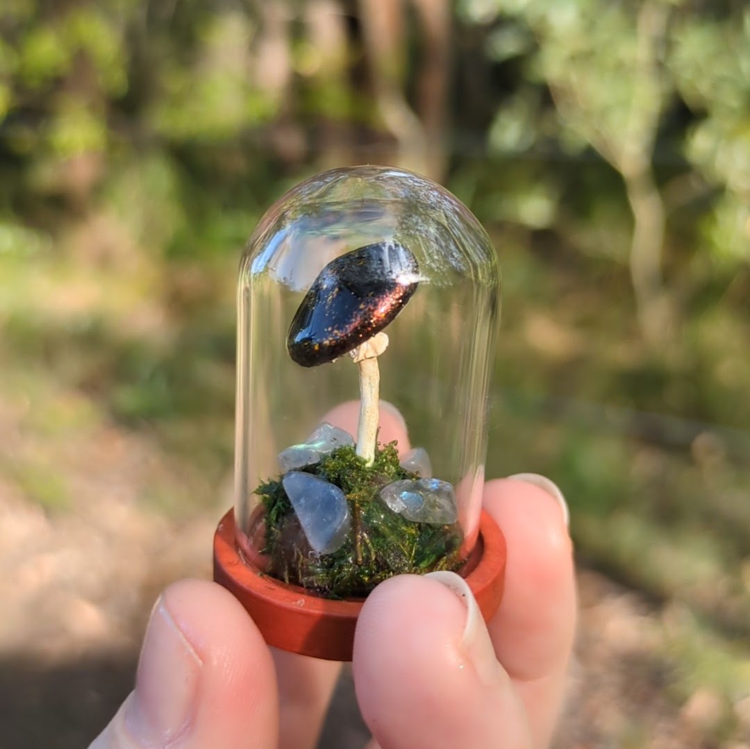 Miniature Fantasy Mushroom Terrarium Dome | Ember - Tall