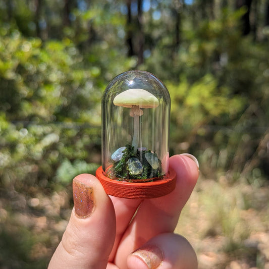 Miniature Fantasy Mushroom Terrarium Dome | Luminescent - Tall