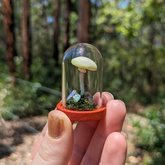 Miniature Fantasy Mushroom Terrarium Dome | Luminescent - Tall