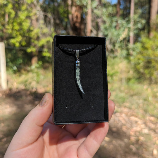 Uranium Glass Tooth Vial Necklace